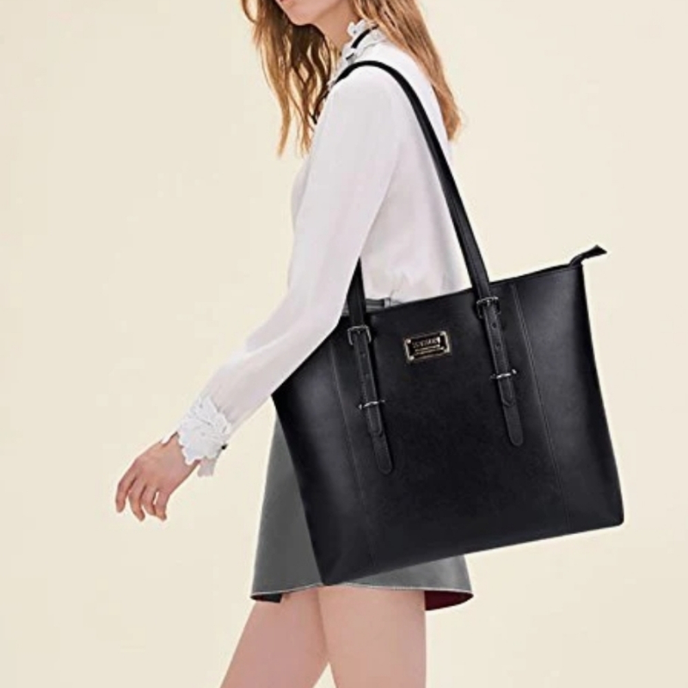 Zysun Classic Collection black women large carryall laptop tote bag